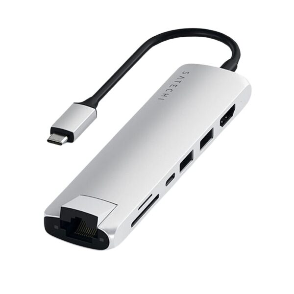 SATECHI Hub USB-C Multiport 7-in-1 Ethernet Argent